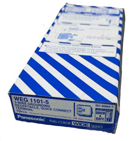 Panasonic 3 Wire Grounding Receptacle, Quick Connect Terminal 16A 250V 10PCS , Flat Pin with Ground Center Device 10PCS WEG1101-5