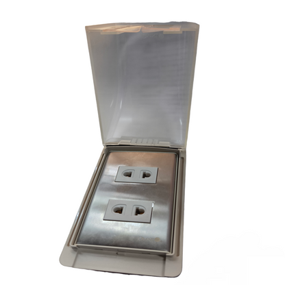 Omni Weatherproof 2 Gang Universal Outlet 15A 250V with Stainless Plate Cover WPP-605+WWP-112S+(WWU-200x2)