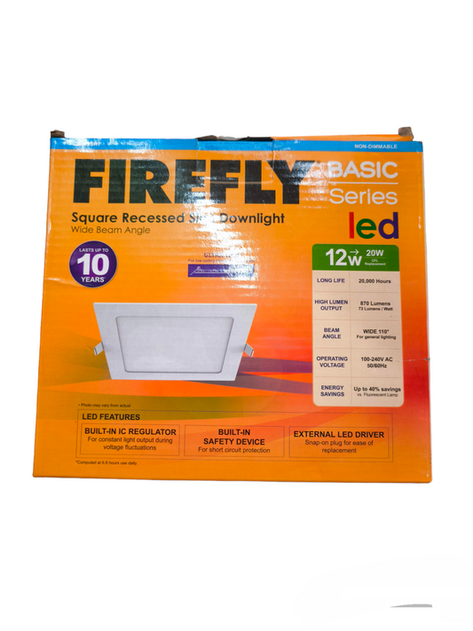 Firefly 12W LED Downlight Square Slim Design 220V Daylight 6500K