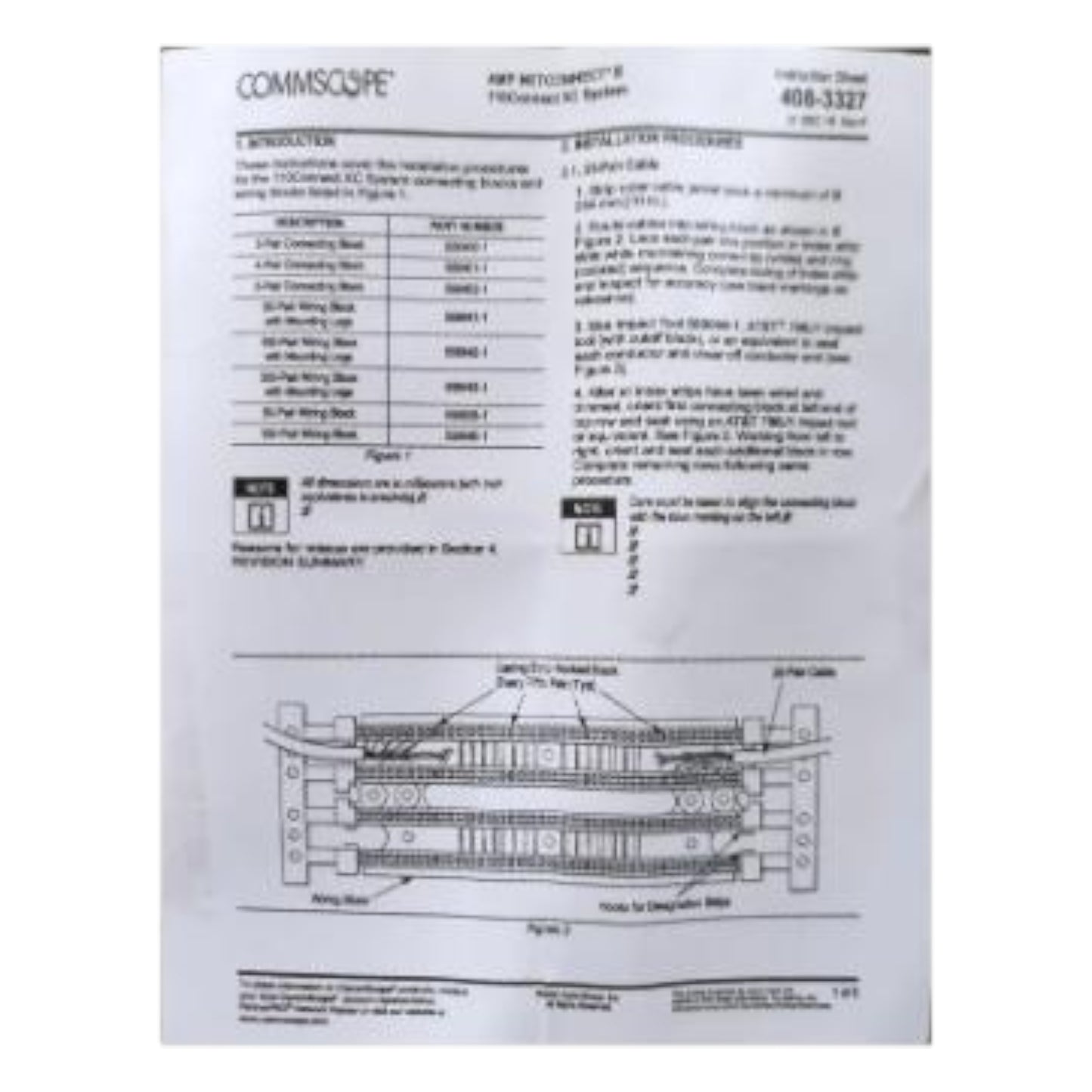 Technical diagram and text on a white background, likely from a product manual or technical guide. AMP 50 Pairs Terminal Block for Telecom 110 Style IDC Electx Electrical Supply