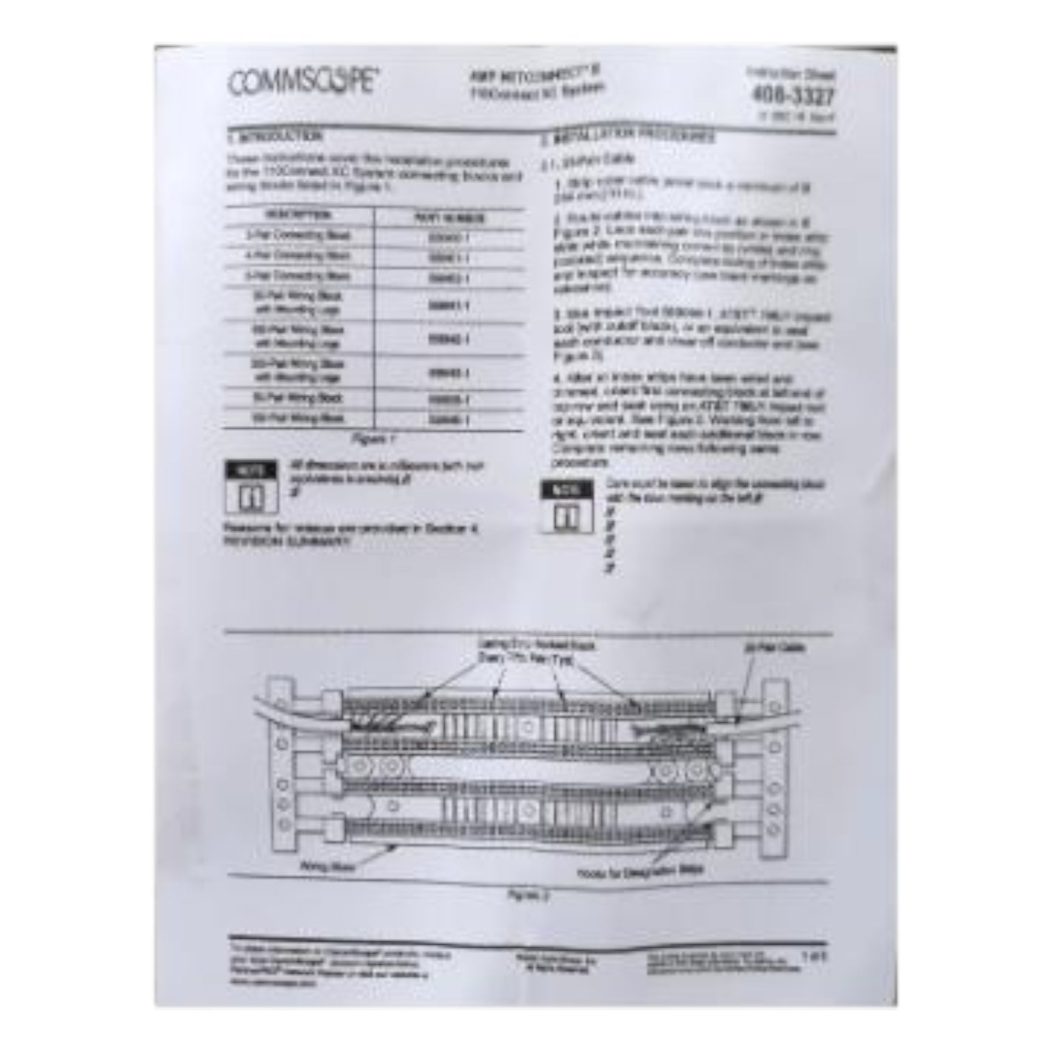Technical diagram and text on a white background, likely from a product manual or technical guide. AMP 50 Pairs Terminal Block for Telecom 110 Style IDC Electx Electrical Supply