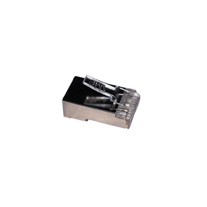 Ethernet cable connector on a white background AMP CAT5 RJ45 Connector Shielded Metal Pass Through Electx Electrical SUpply