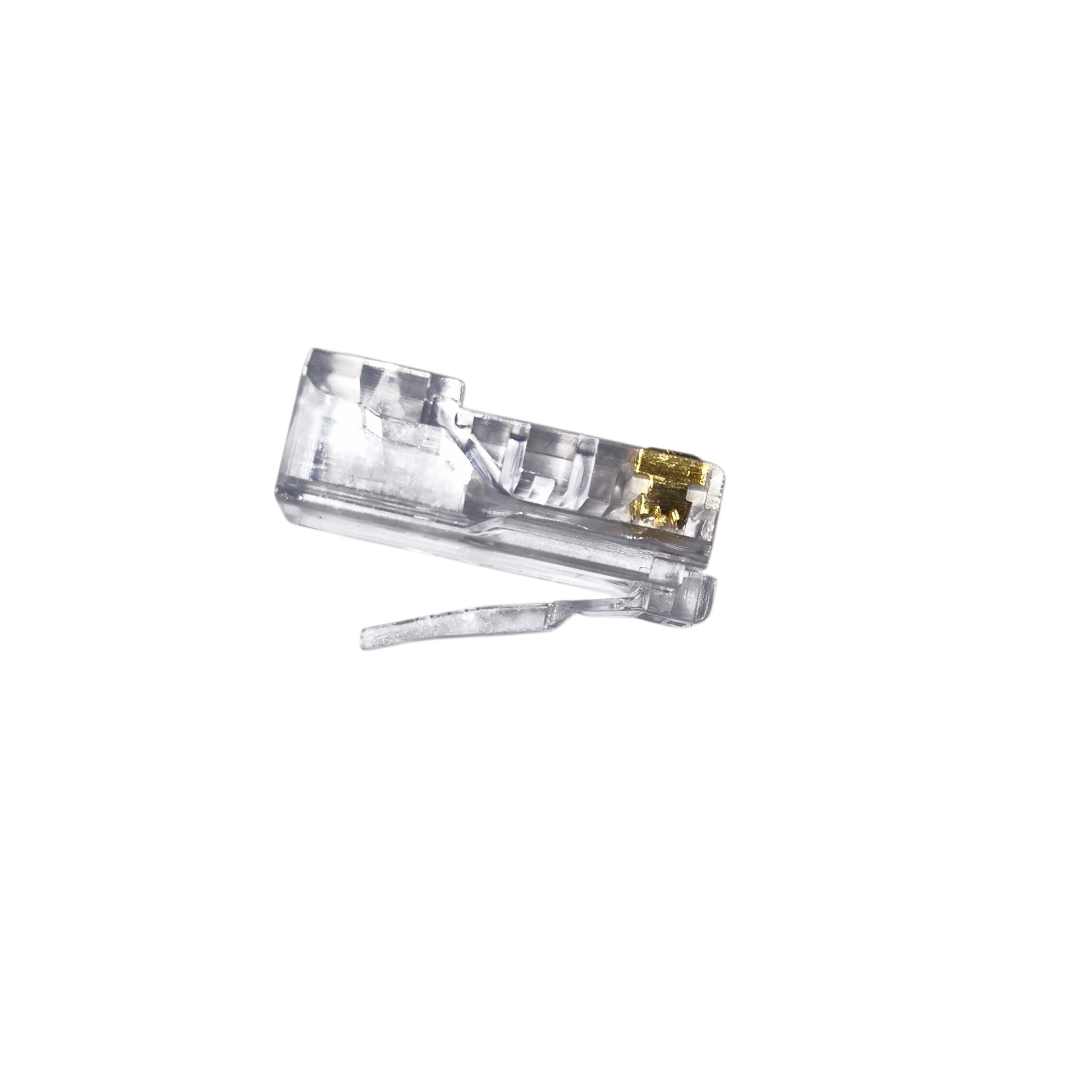 Clear vinyl record player needle on a white background