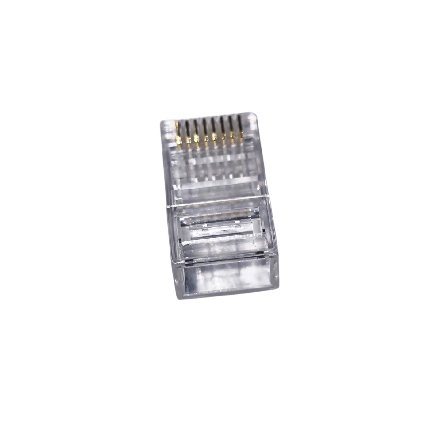 Clear Ethernet cable connector on a white background AMP CAT6 RJ45 Connector Pass Through Type ( 5PCS) Per Order Electx Electrical Supply