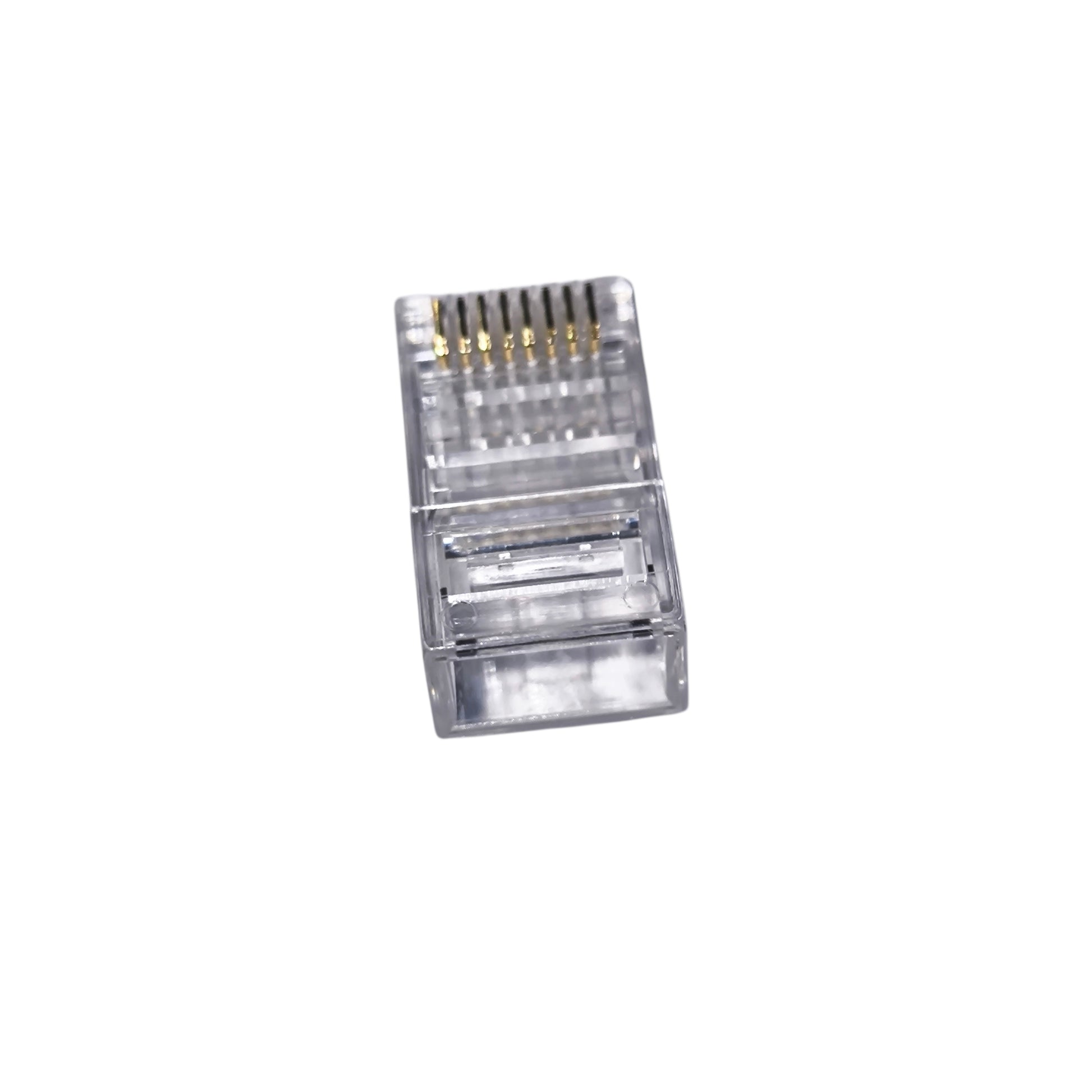 Clear Ethernet cable connector on a white background AMP CAT6 RJ45 Connector Pass Through Type ( 5PCS) Per Order Electx Electrical Supply