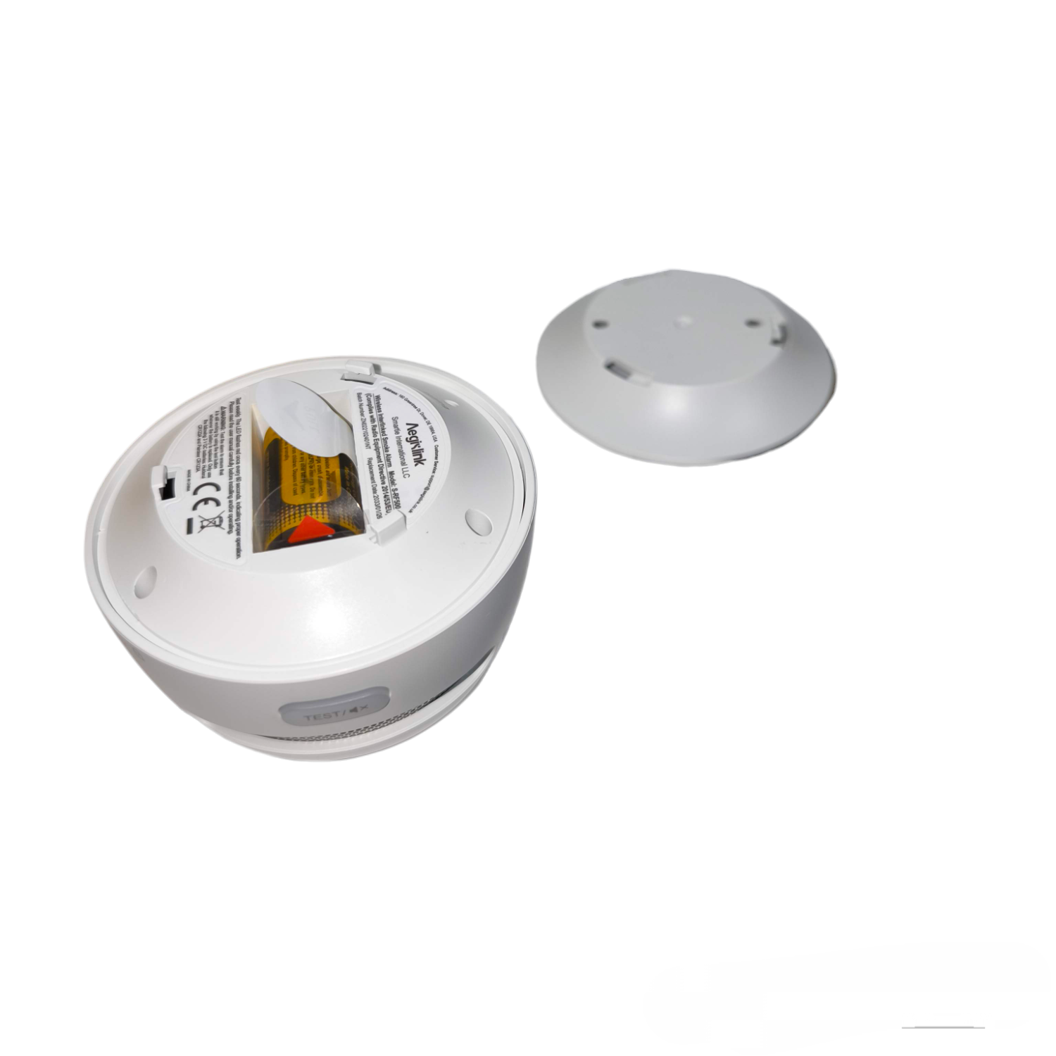 Aegislink wireless interlinked smoke alarm with mounting base for home security