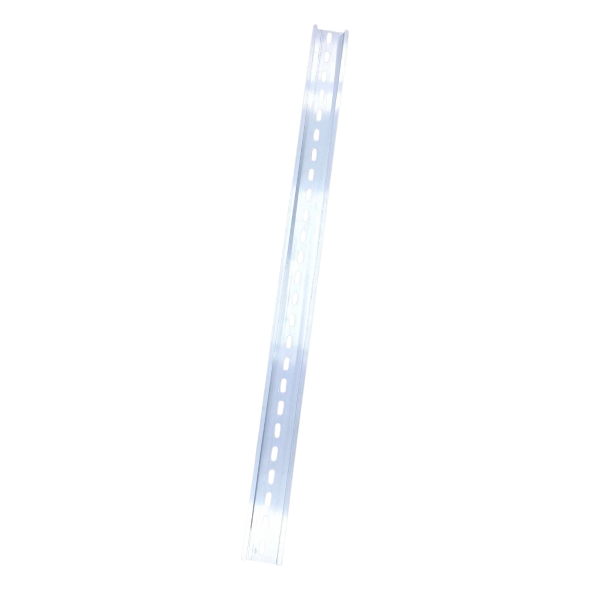 Long, thin white object on a white background