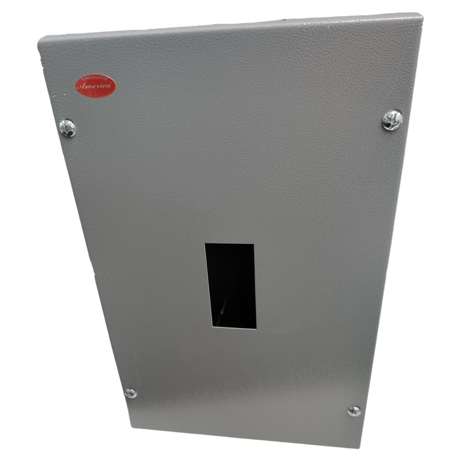 Metallic box with a small rectangular cutout on a white background America Nema 1 Circuit Breaker Enclosure For TQD Type 2 Pole Or 3 Pole Breaker Panel Board Single Breaker Electx Electrical Supply