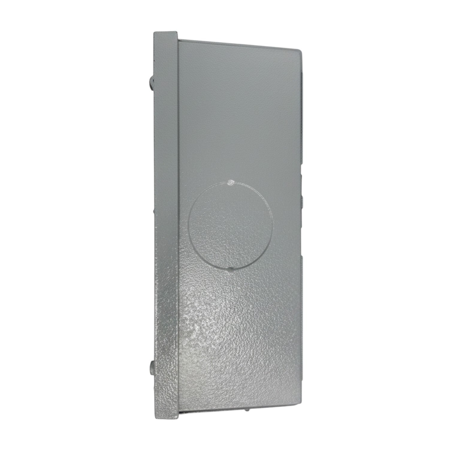 Metallic rectangular object with circular cutout on a white background America Nema 1 Circuit Breaker Enclosure For TQD Type 2 Pole Or 3 Pole Breaker Panel Board Single Breaker Electx Electrical Supply