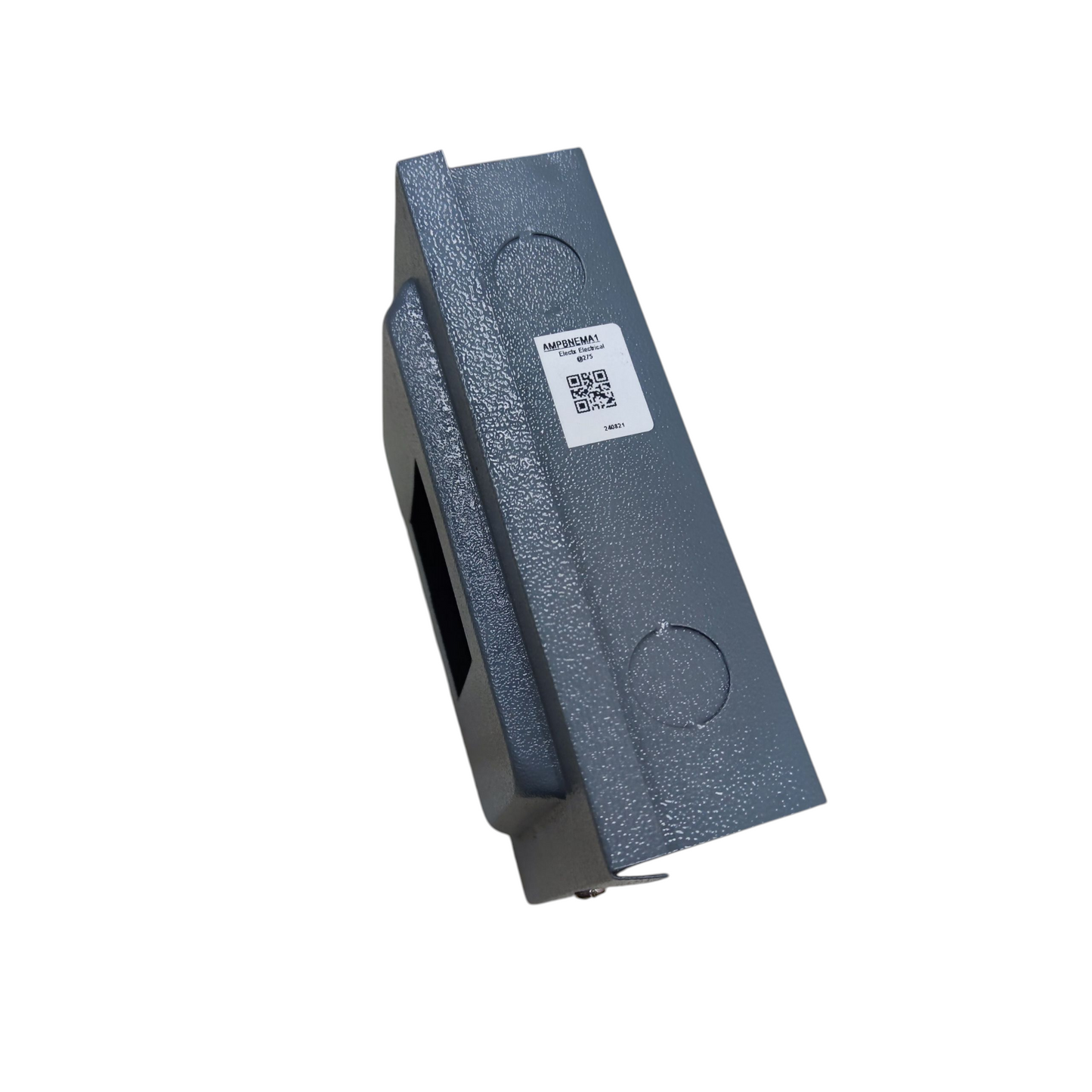 Gray metal Nema 1 panel board for GE TQL breakers. Front knockouts and mounting flange visible