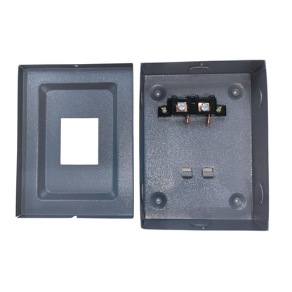 Nema 1 panel board for GE TQL breakers gray steel enclosure with removable cover and breaker mounting block