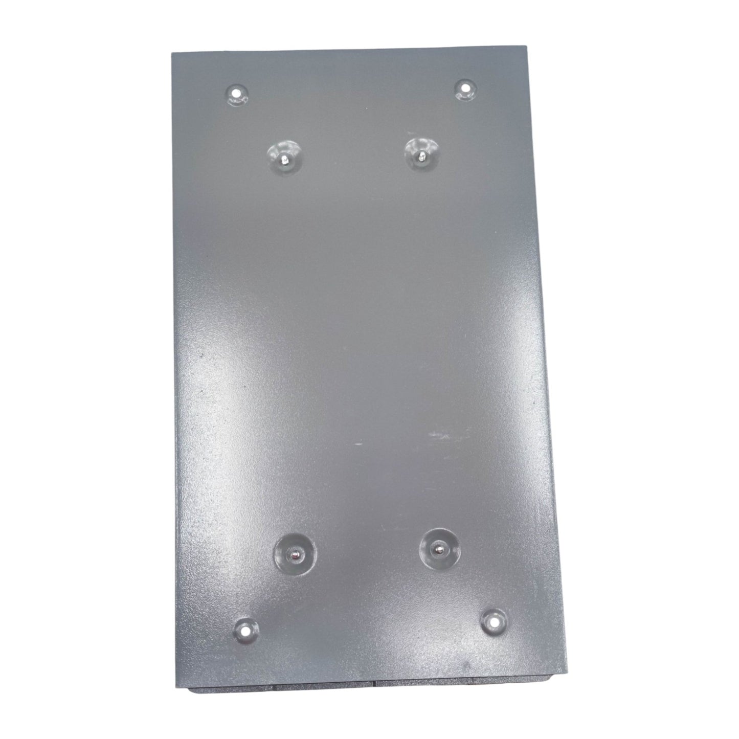 Metallic rectangular plate with four screws on a white background America Panel Board 6X6 For 2 Pole Plug In Circuit Breaker Side Main 12 Holes Distribution Panel 10 Branches Flush Mounted Electx Electrical Supply