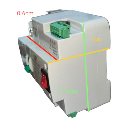 Electrical component with dimensions marked on a white background