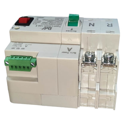 Electrical control panel with various connectors and labels on a white background