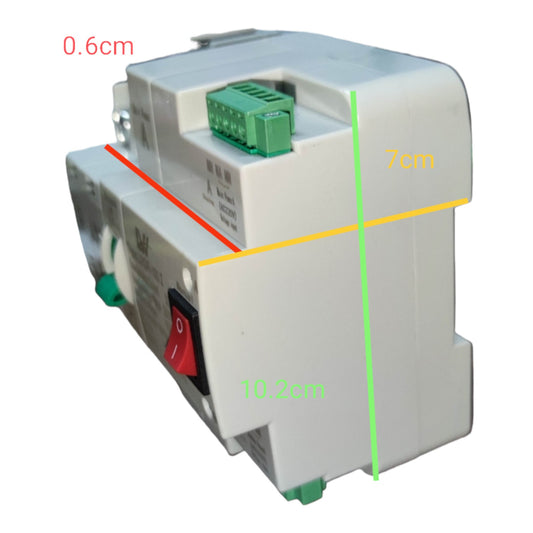 Electrical component with dimensions marked on a white background