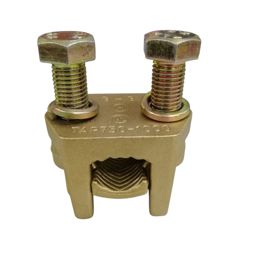 B-B Solderless Connector 2 Bolt brass cable clamp with two hex bolts for grounding and conductor splicing B-B Solderless Connector Double Bolt 380mm - 500mm Copper 750-1000MCM Electx Electrical Supply