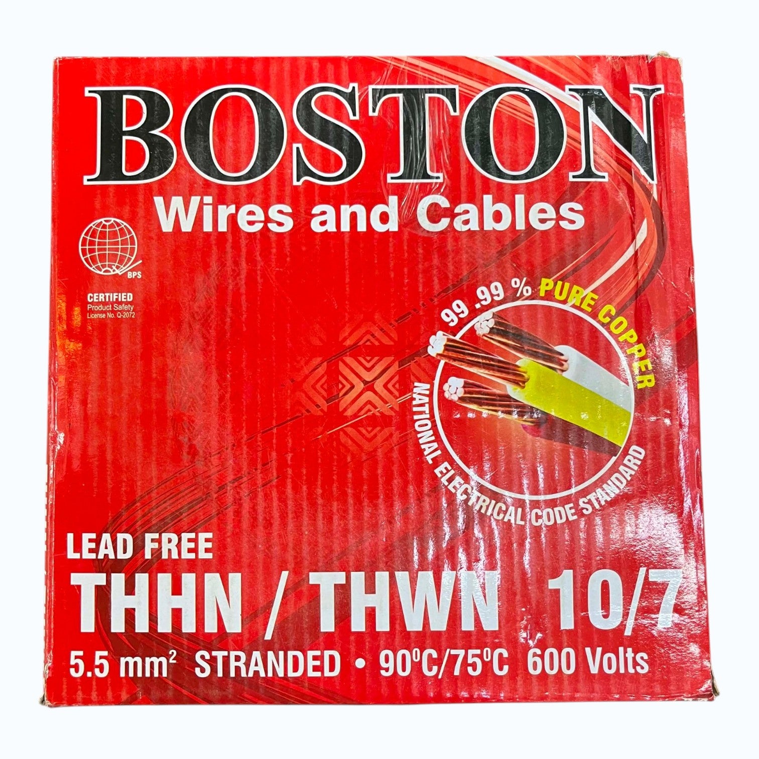 Boston THHN AWG 10/7, THWN 5.5mm² Stranded 150 Meters/Roll 