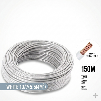 Boston THHN AWG 10/7, THWN 5.5mm² Stranded 150 Meters/Roll White