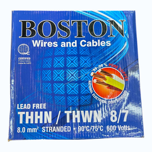 Boston THHN AWG 8/7, THWN 8.0mm² Stranded Red - 150 Meters/Roll Yellow