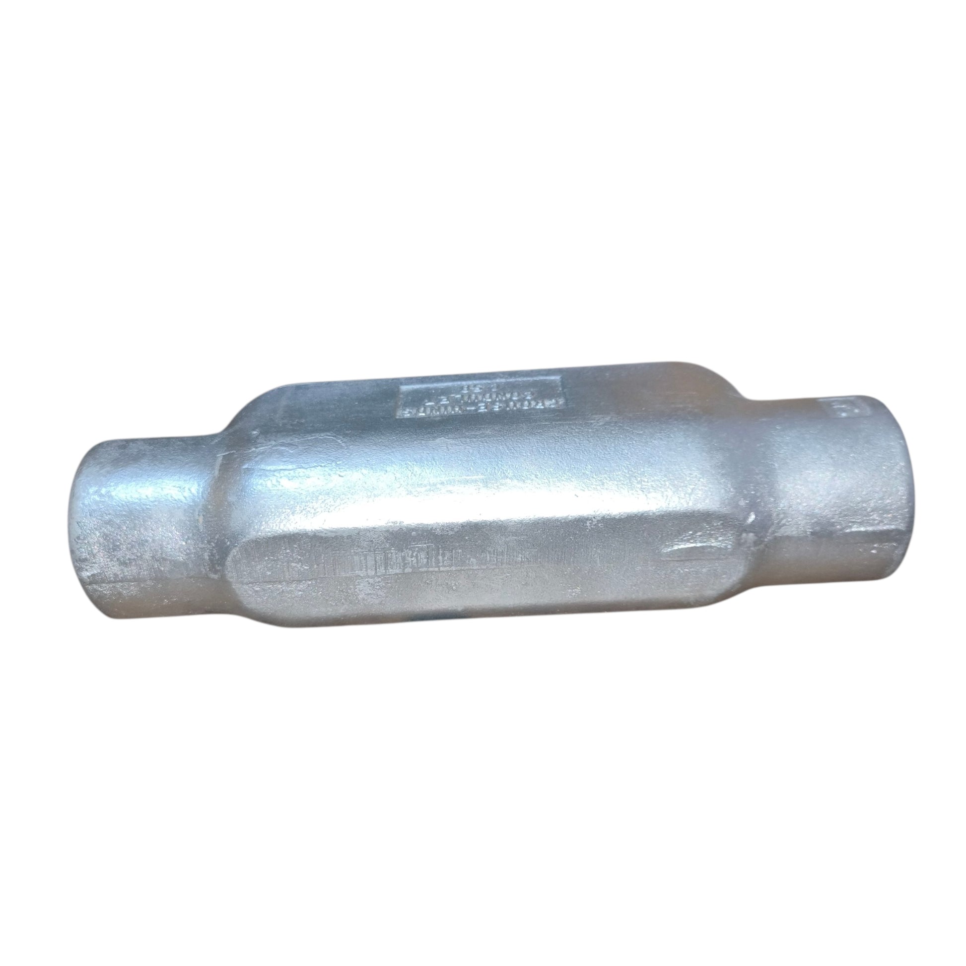 Metallic cylindrical object on a white background