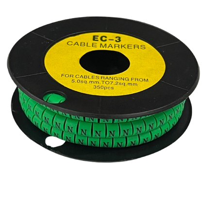 Cable (N) Marker 5.0mm to 7.2mm EC-3G 350pcs Green  Wire Tagging