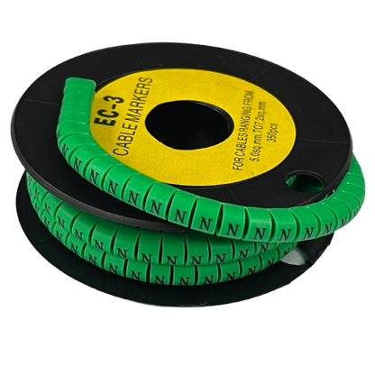 Cable (N) Marker 5.0mm to 7.2mm EC-3G 350pcs Green  Wire Tagging