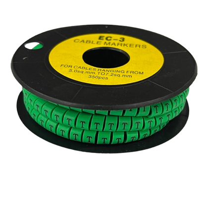 Cable (T) Marker 5.0mm to 7.2mm EC-3G 350pcs Green  Wire Tagging