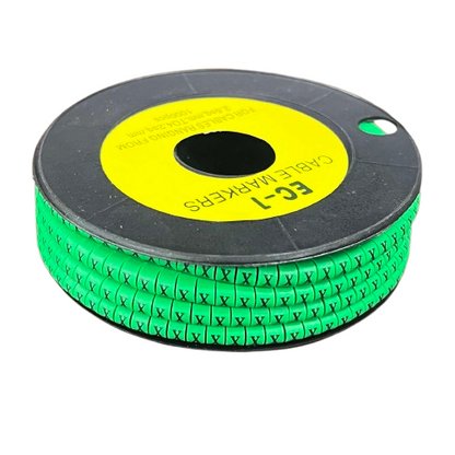 Cable (X) Marker EC-1 Green 2.6mm to 4.2mm 1000pcs 1 Roll  EC-1G(X)  Wire Tagging