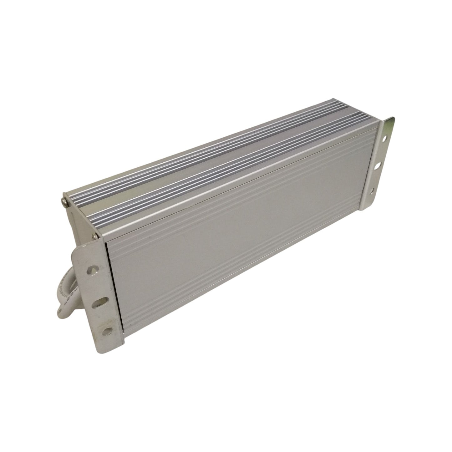 Metallic rectangular component on a white background