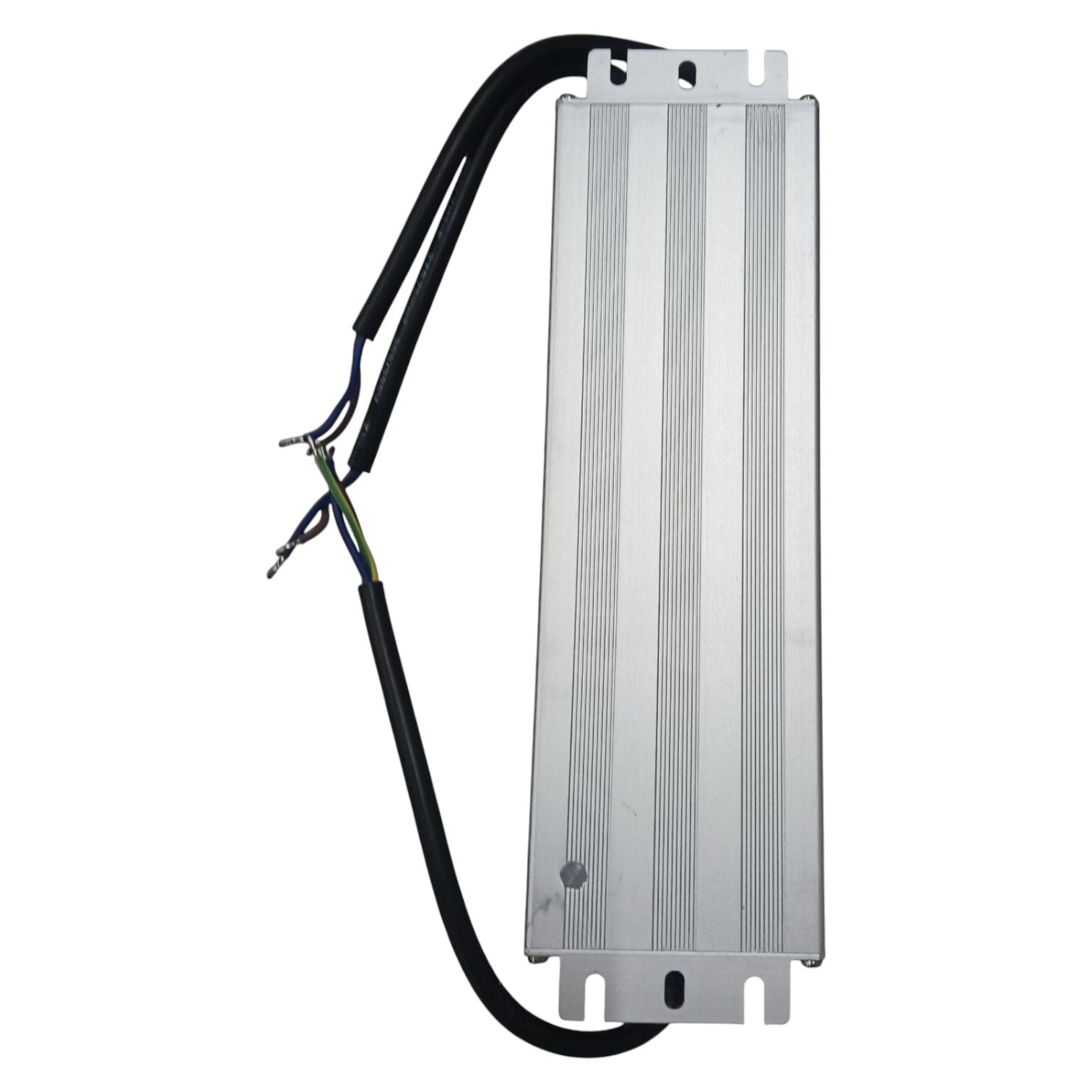 Rectangular metal component with wires on a white background