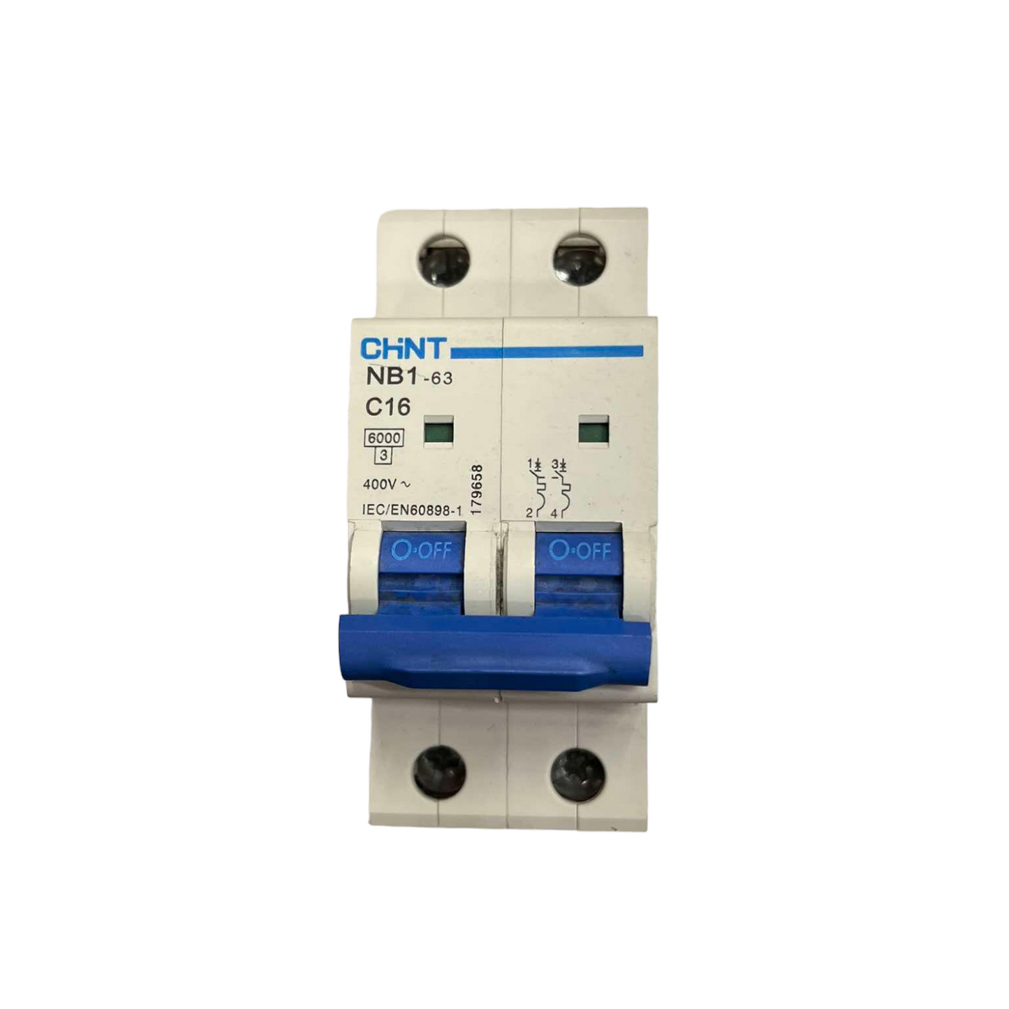 Circuit breaker with CHINT branding on a white background