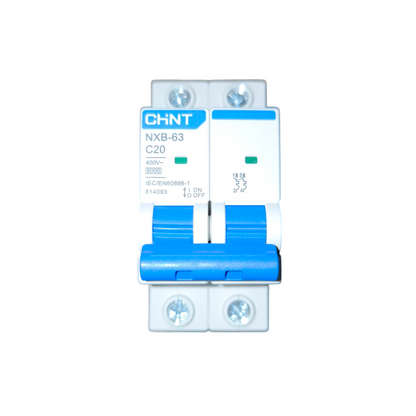 Chint Miniature Circuit Breaker 6KAIC 220V NXB63 C20 double pole blue white DIN rail mount