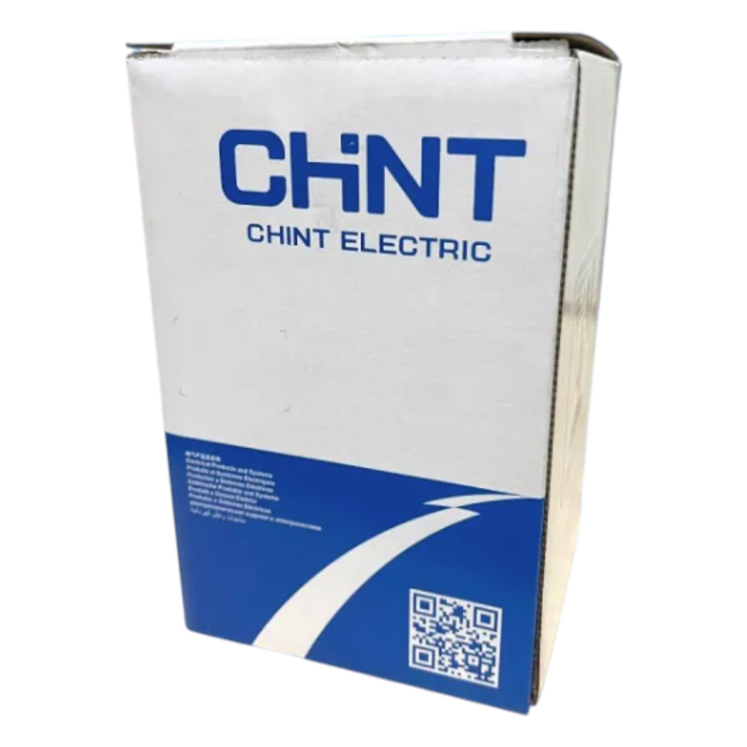 Cardboard box with 'CHINT' branding on a white background