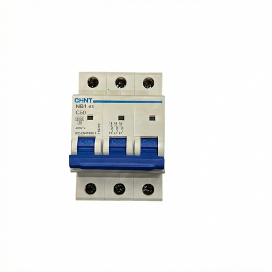 Circuit breaker with CHINT branding on a white background
