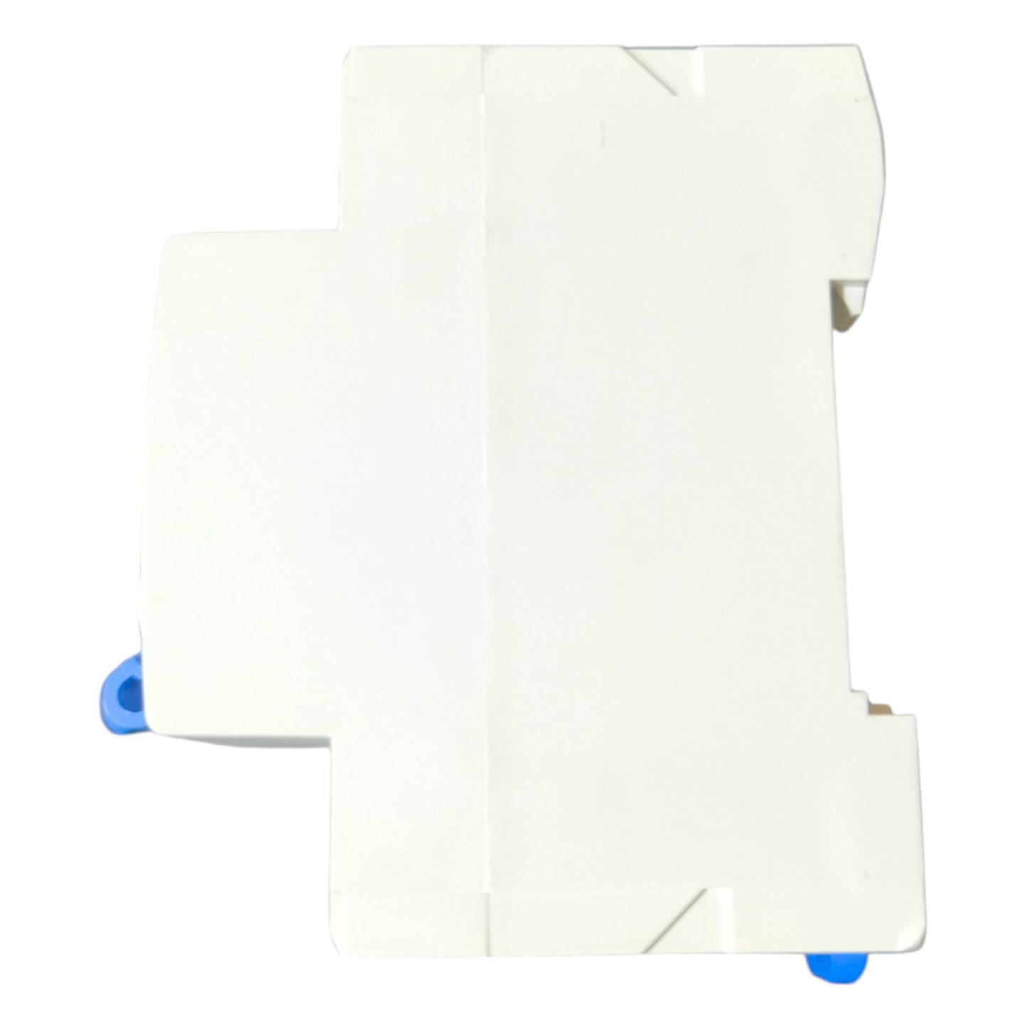 White paper towel roll with blue ends on a white background