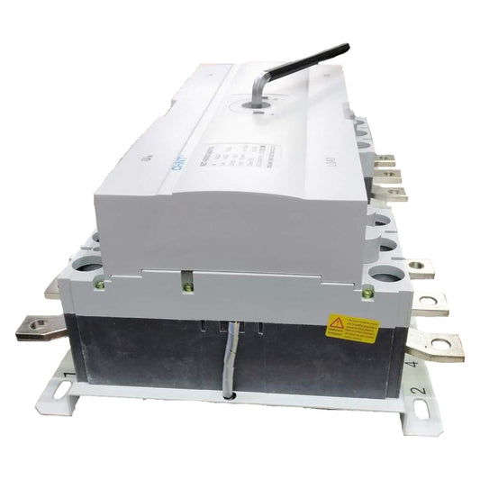 Electrical component with a white cover and metallic parts on a white background