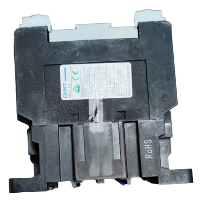 Black electronic component with a label on a white background