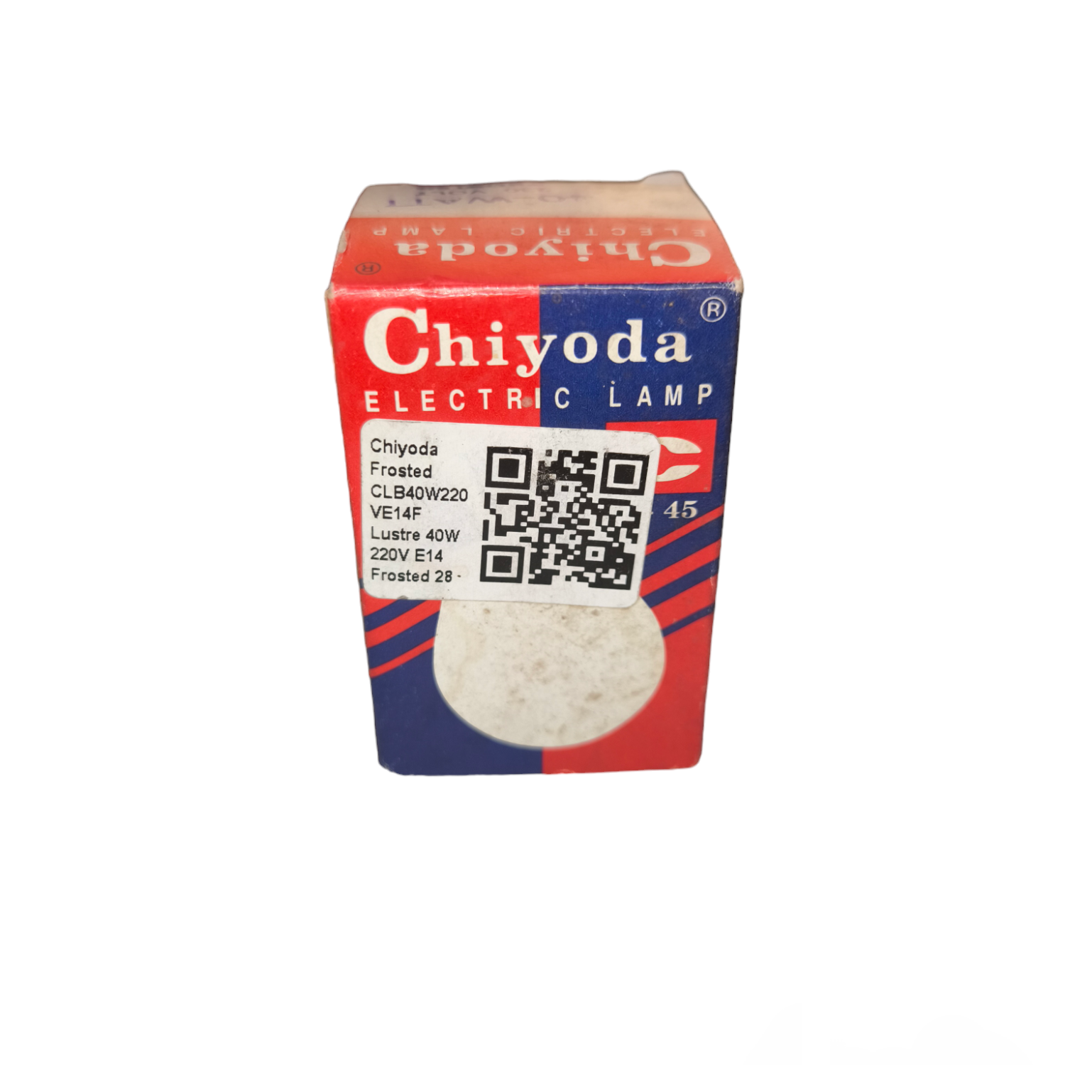 Chiyoda electric lamp packaging on a white background Chiyoda 40W Lustre Bulb E14 220V Incandescent Bulb Warm White 3000K Electx Electrical Supply