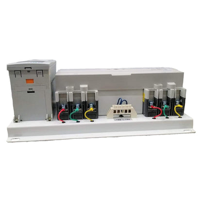 Electrical panel with multiple components on a white background