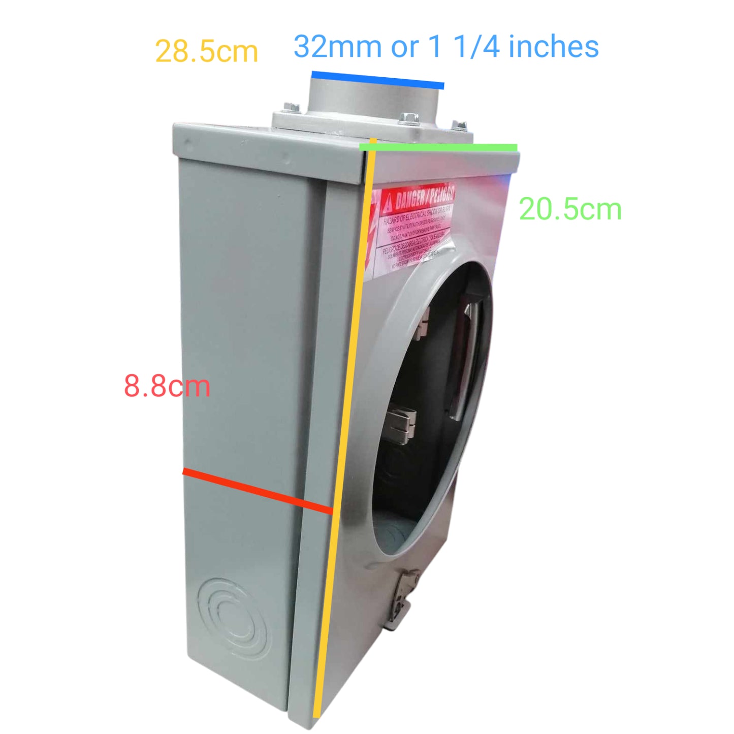 Cirtech KWH Meter Base 5 Jaws Square Type 1 1/4 inches Hub Size Max 200A