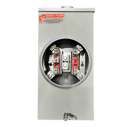 Electrical panel with visible wiring and a 'DANGER' label on a white background