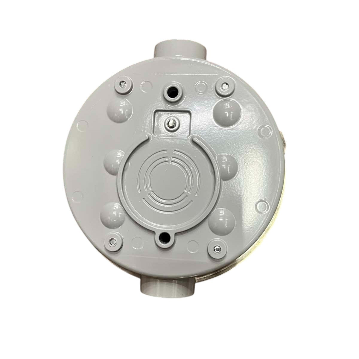 Round metallic component with various buttons and connectors on a white background Cirtech Round Meter Base 1 Inch Hub Electrical Meter Base, KWH Meter base Electx Electrical Supply