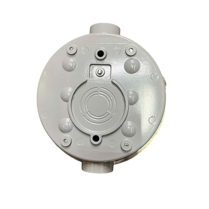 Round metallic component with various buttons and connectors on a white background Cirtech Round Meter Base 1 Inch Hub Electrical Meter Base, KWH Meter base Electx Electrical Supply