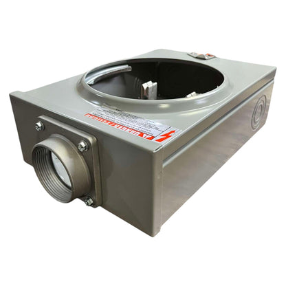 Metallic appliance component on a white background