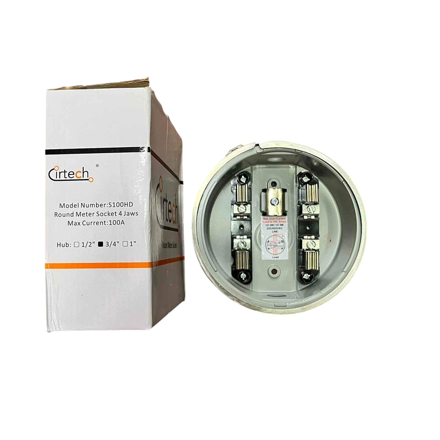 Cirtech round meter socket with packaging on a white background Citrtech Round Meter Base 3/4 Inch Electrical Meter Base, KWH Meter Base Electx Electrical Supply 15