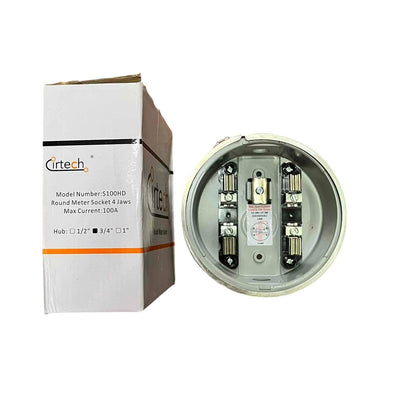 Cirtech round meter socket with packaging on a white background Citrtech Round Meter Base 3/4 Inch Electrical Meter Base, KWH Meter Base Electx Electrical Supply 15