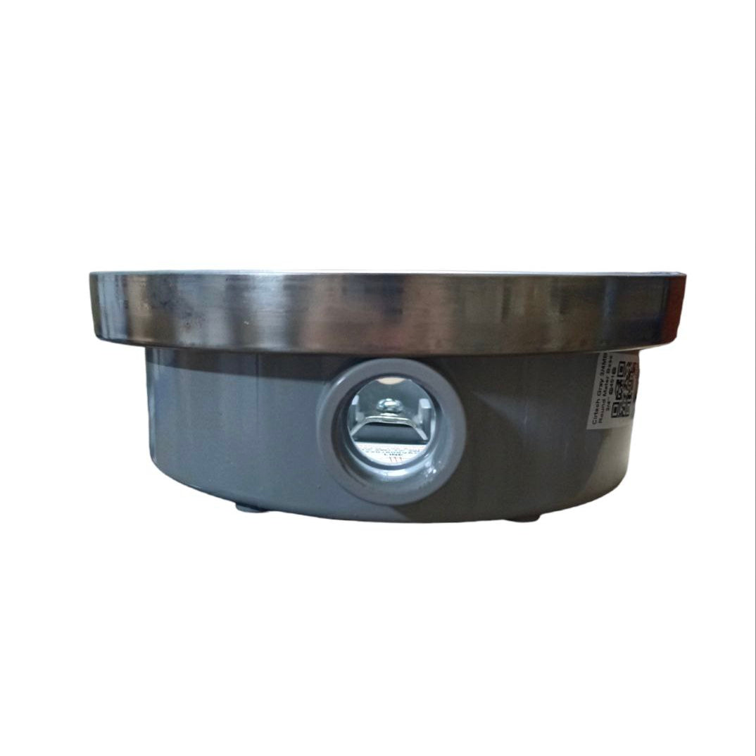 Round metallic object with a central  circular component on a white background Citrtech Round Meter Base 3/4 Inch Electrical Meter Base, KWH Meter Base Electx Electrical Supply