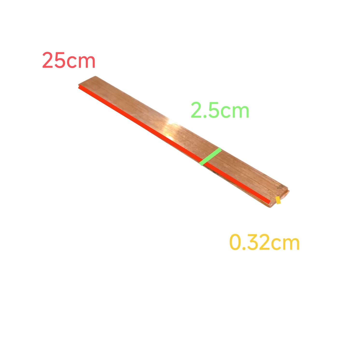 Copper Bus Bar 0.32cm x 2.5cm x 25cm