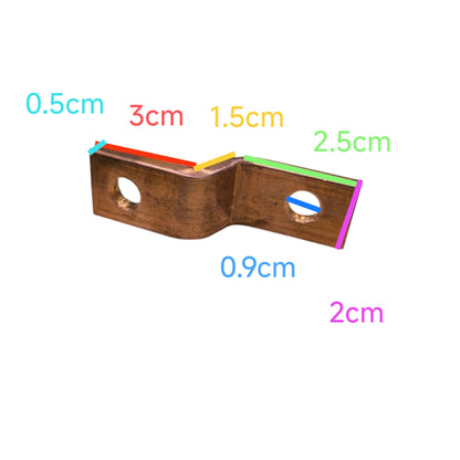 Copper Bus Bar 7cm x 2cm x 0.5cm S Type with 0.9cm Hole