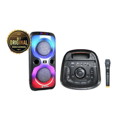 Crown 150W Portable Speaker  6 Woofer + 1.5 Tweeter w/ Remote Control  Wireless Mic, Rechargeable Battery PD-662